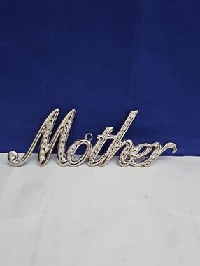 Silver Rhinestone "Mother" Script Pendant